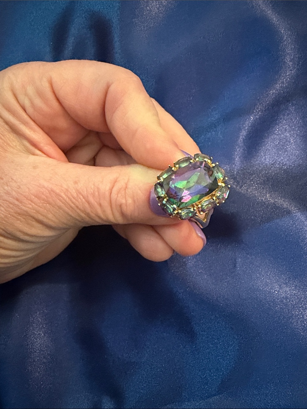 Elegant Gold Multicolor Gemstone Ring